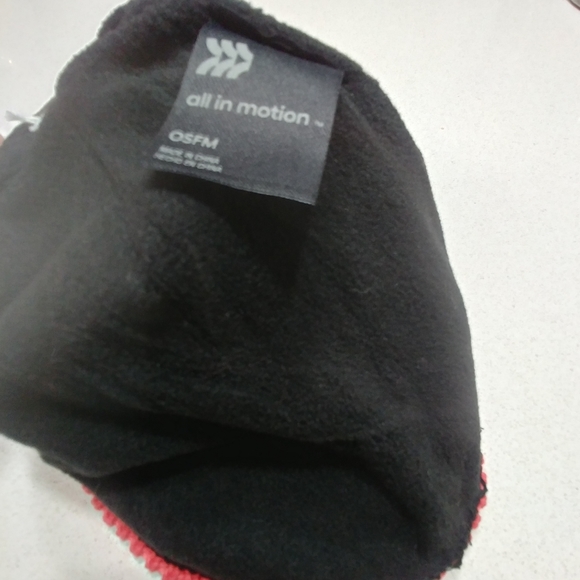 Cotton Candy Pink beanie fleece lined hat with poof stripes, OS NEW - Picture 4 of 5